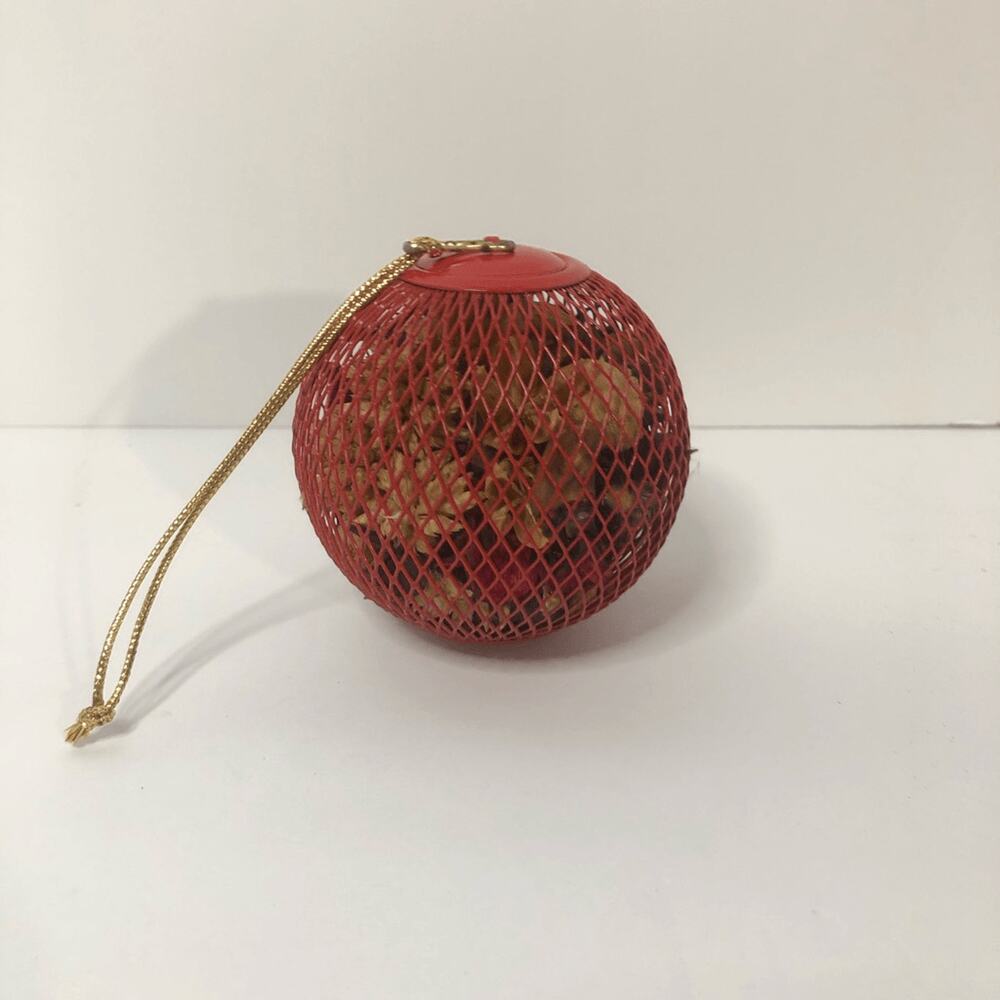 red wire mesh ball christmas ornament‎ w/ potpourri 3 inches Refillable